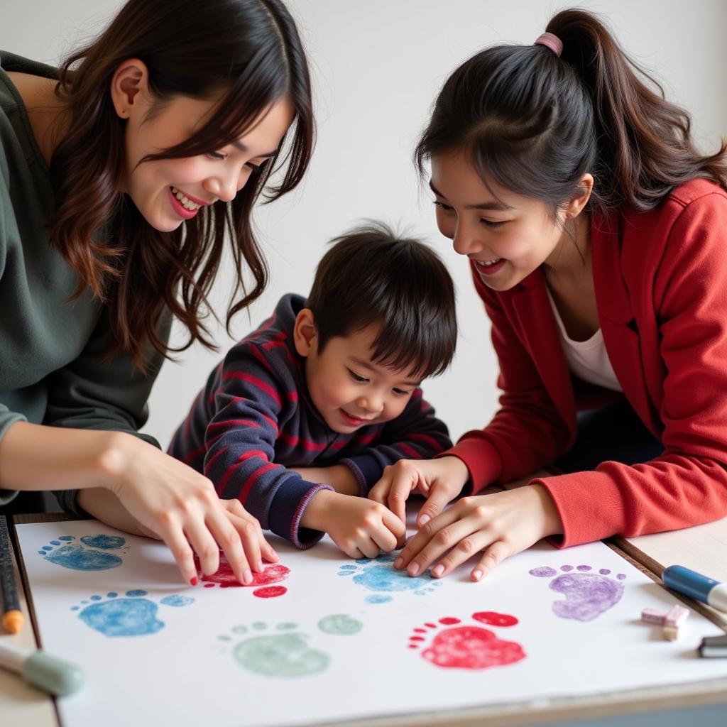 Yamal footprint art as a family project