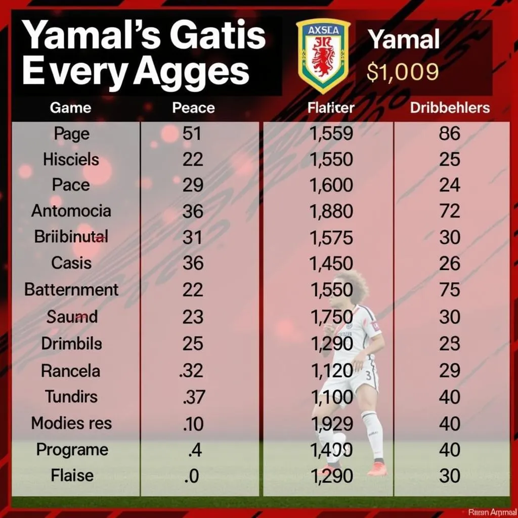 Yamal's in-game stats