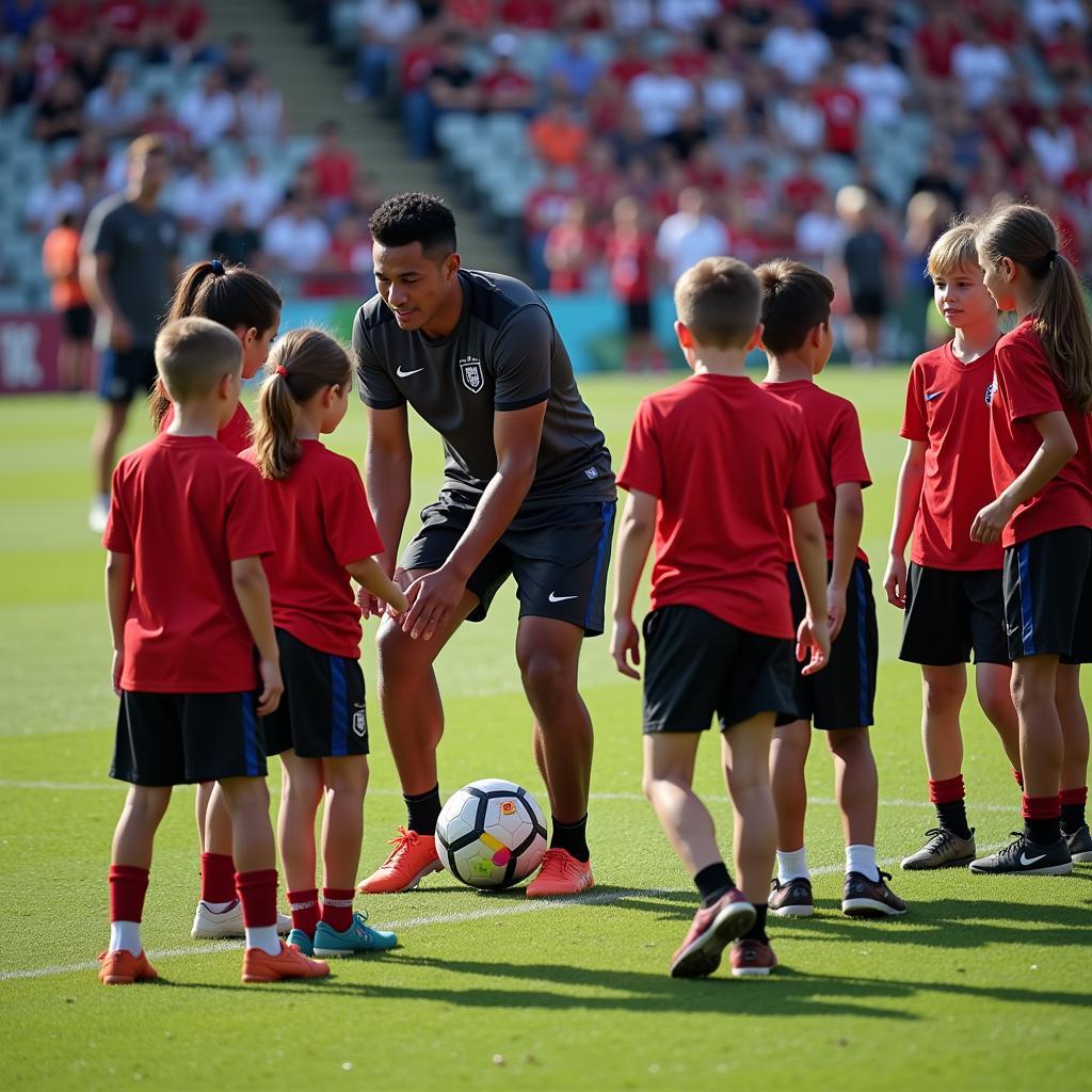 Yamal inspiring young athletes during a training session