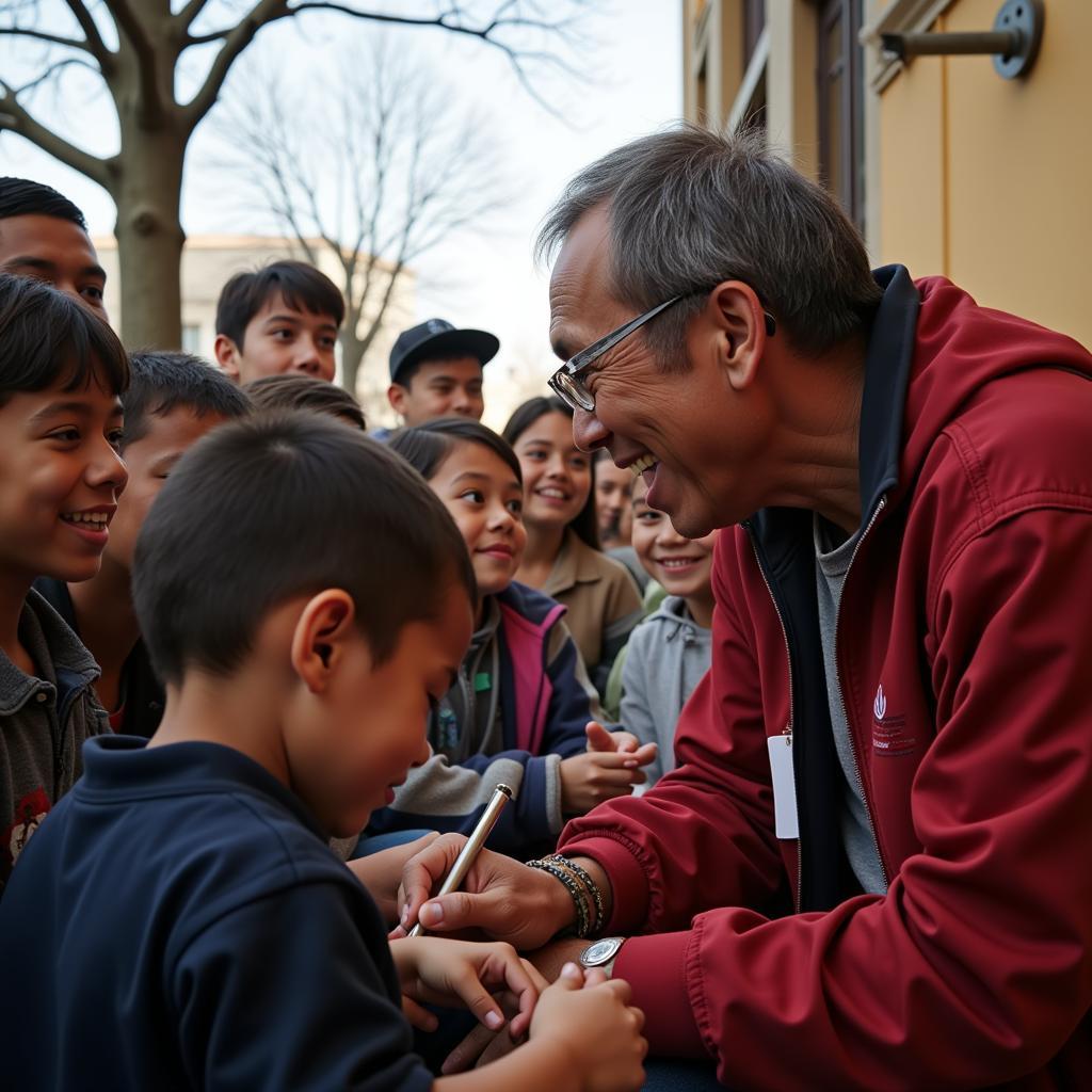 Yamal interacting with young fans