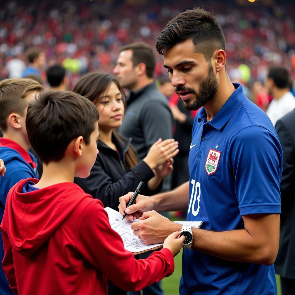 Yamal connecting with supporters after a game