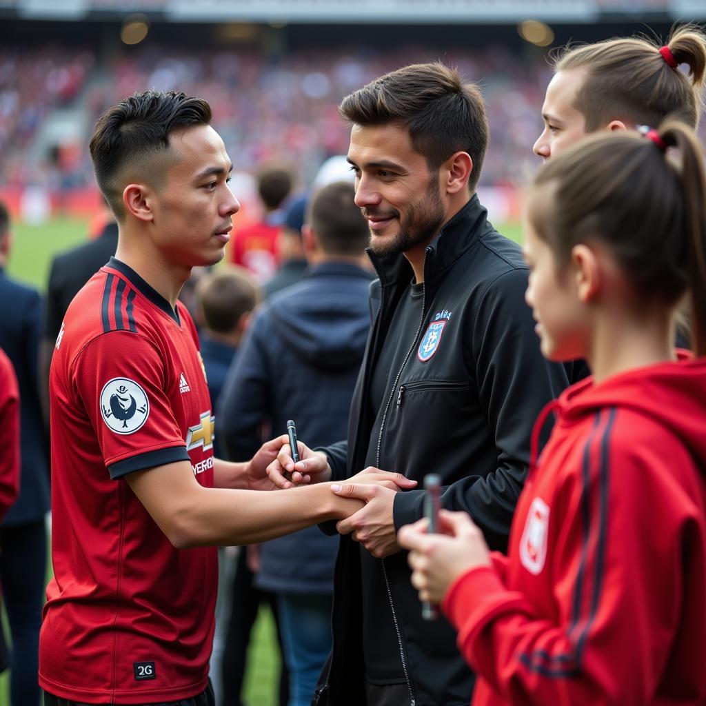 Yamal takes time to sign autographs for young fans