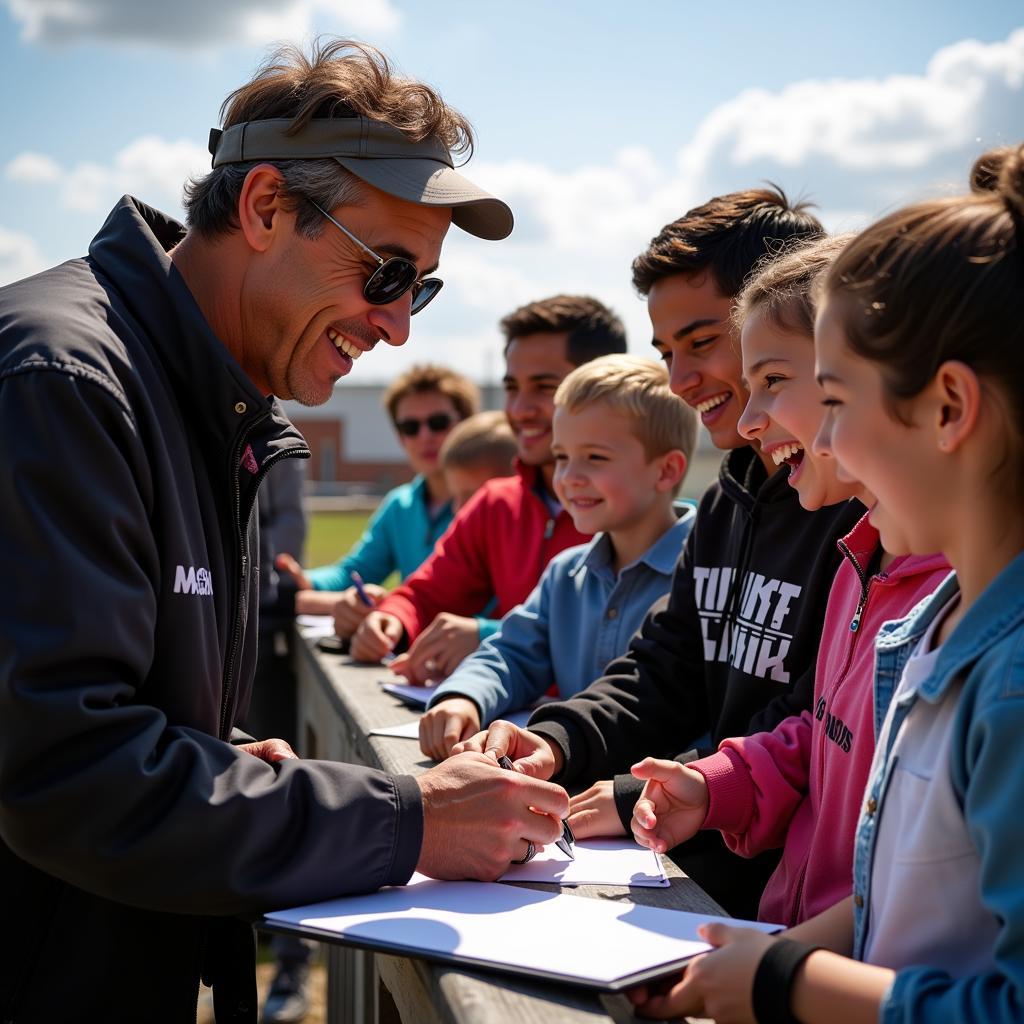 Yamal interacting with young fans