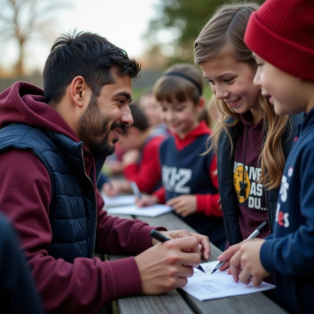 Yamal interacts with young fans