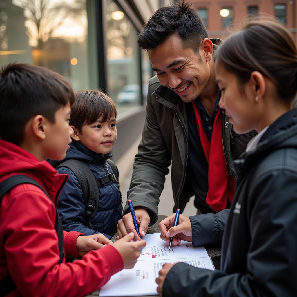 Yamal interacting with young fans