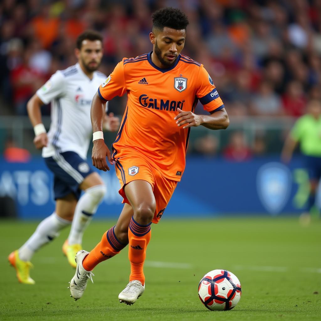 Yamal in Action Wearing the Iconic Ivy Park Orange Jersey