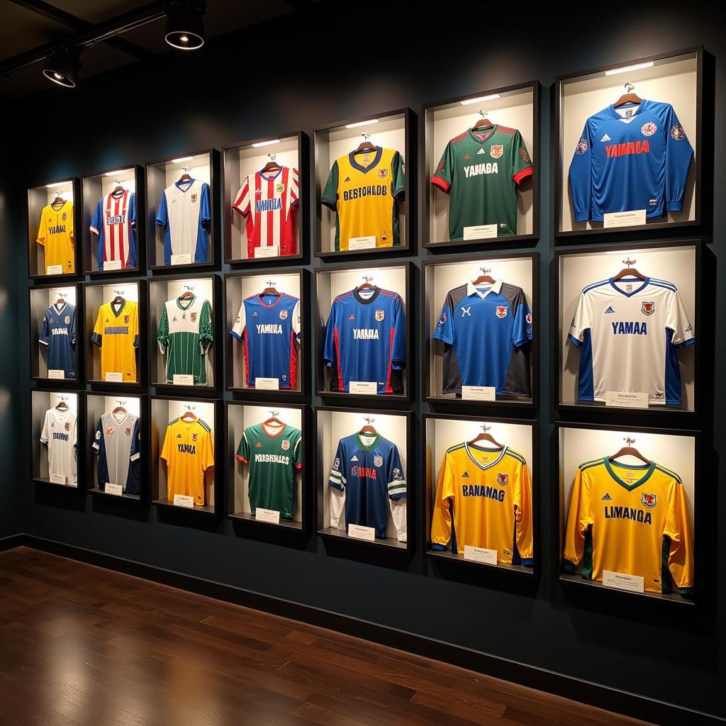 Yamal's Jerseys Displayed on a Wall