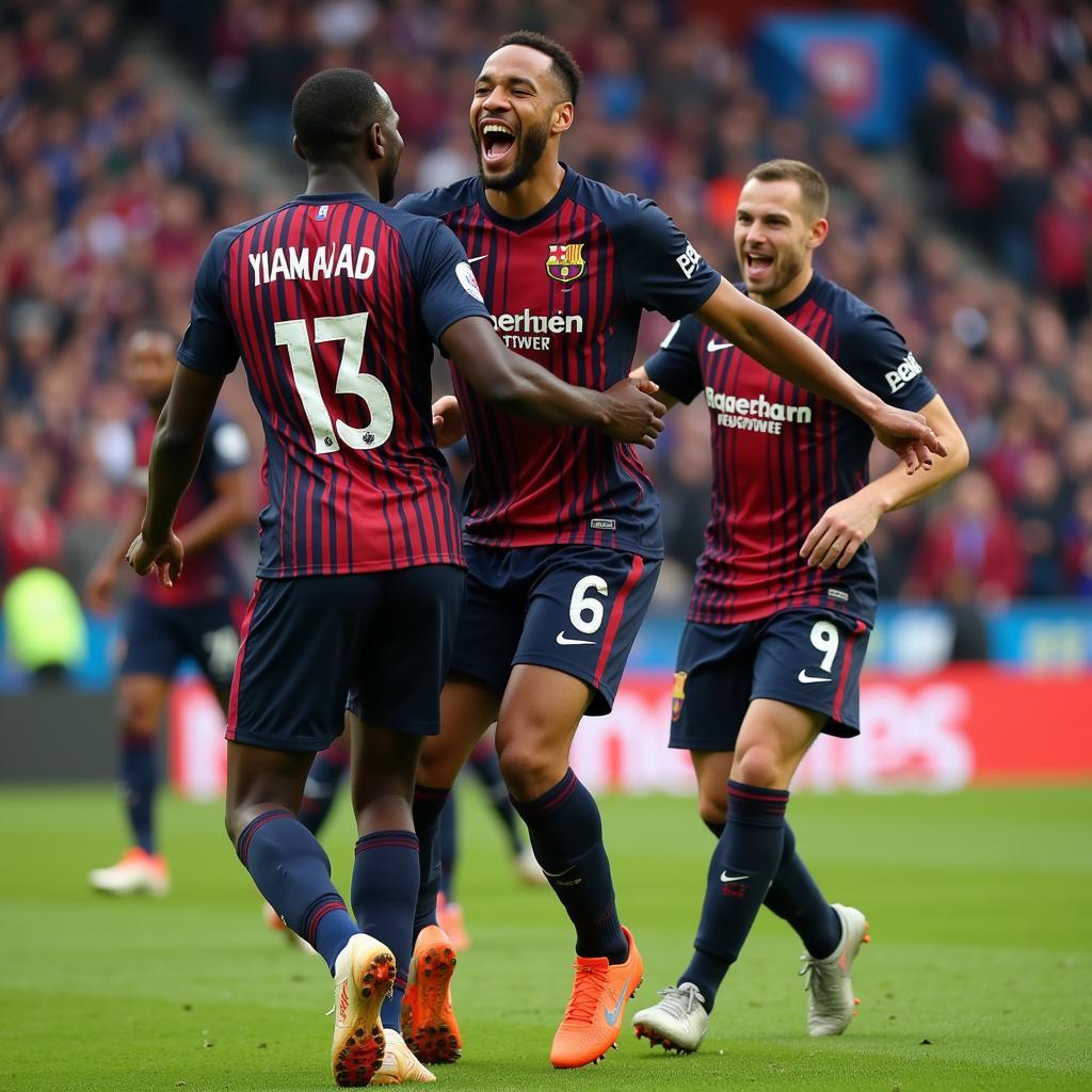 Close-up of Yamal celebrating a goal.