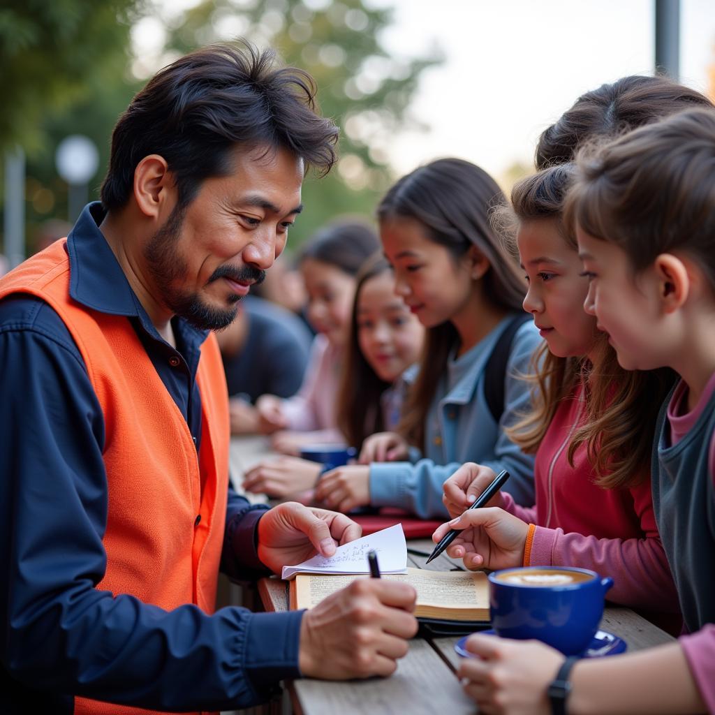 Yamal interacting with fans