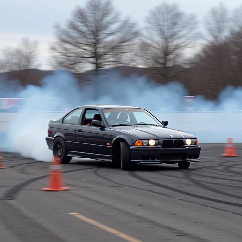 Yamal holding a perfect drift angle through a high-speed corner