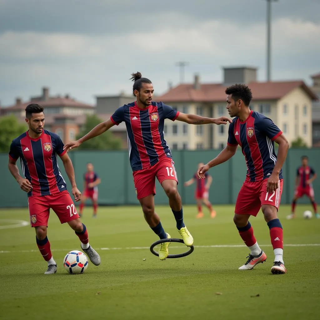 Yamal performing hop rings during a football match