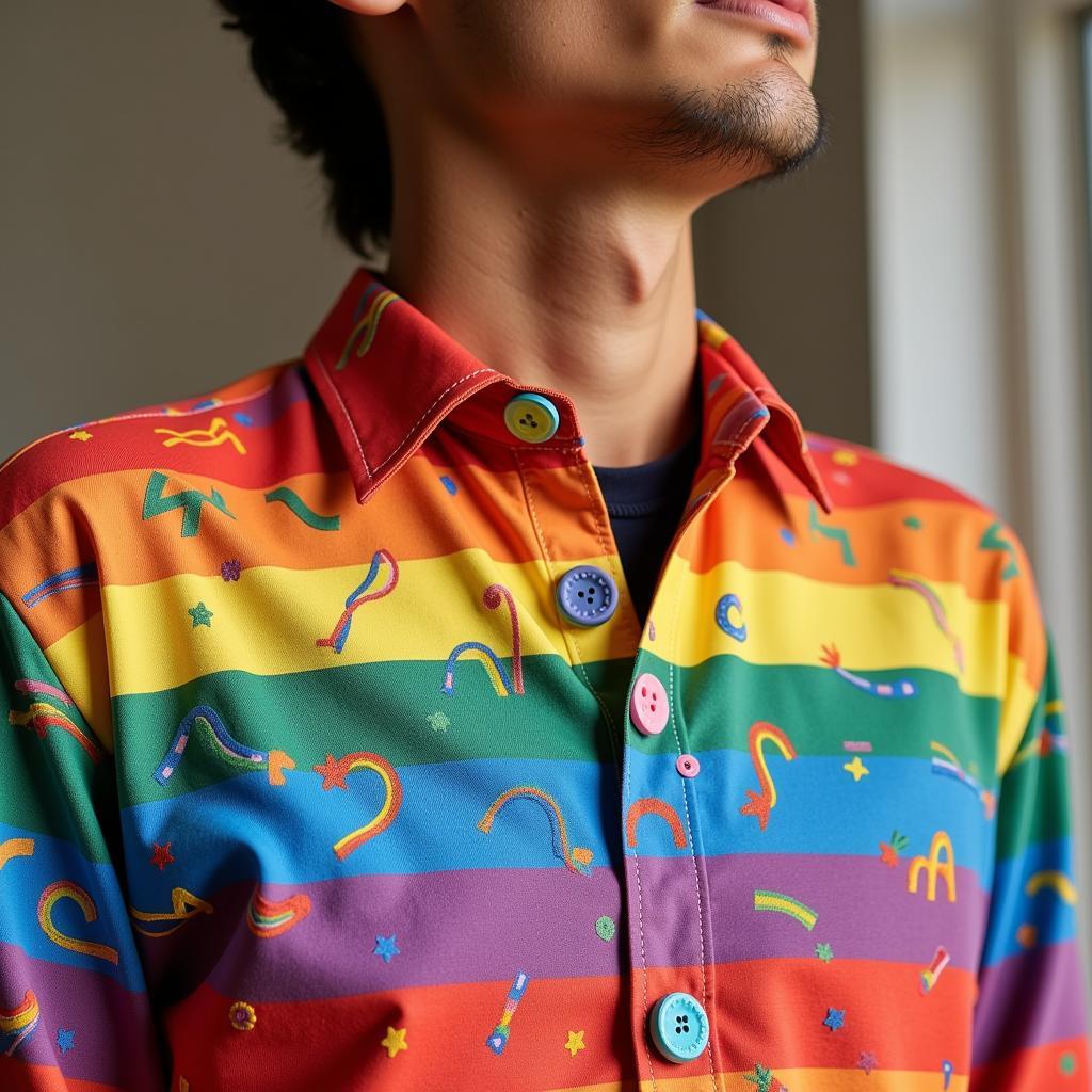 Yamal wearing the rainbow button shirt