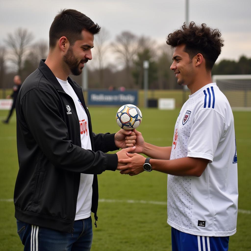 Yamal receiving a prestigious kmac football award for his outstanding performance