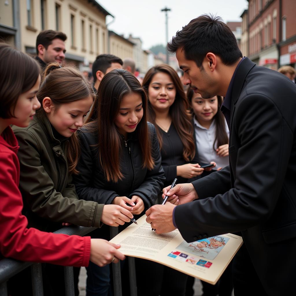 Yamal signing autographs for fans