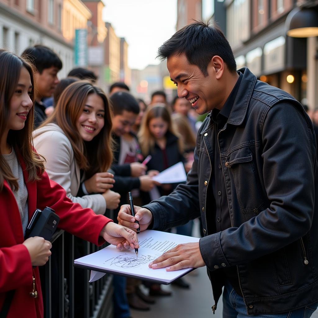 Yamal taking time to interact with fans, highlighting his humility and connection with his supporters