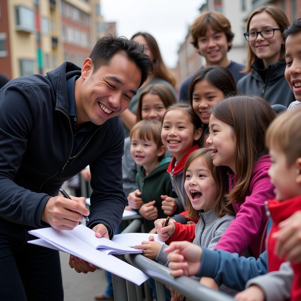 Yamal signing autographs for fans