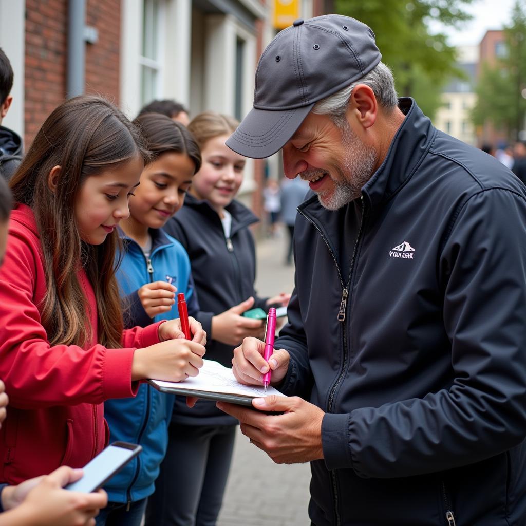 Yamal signs autographs for young fans