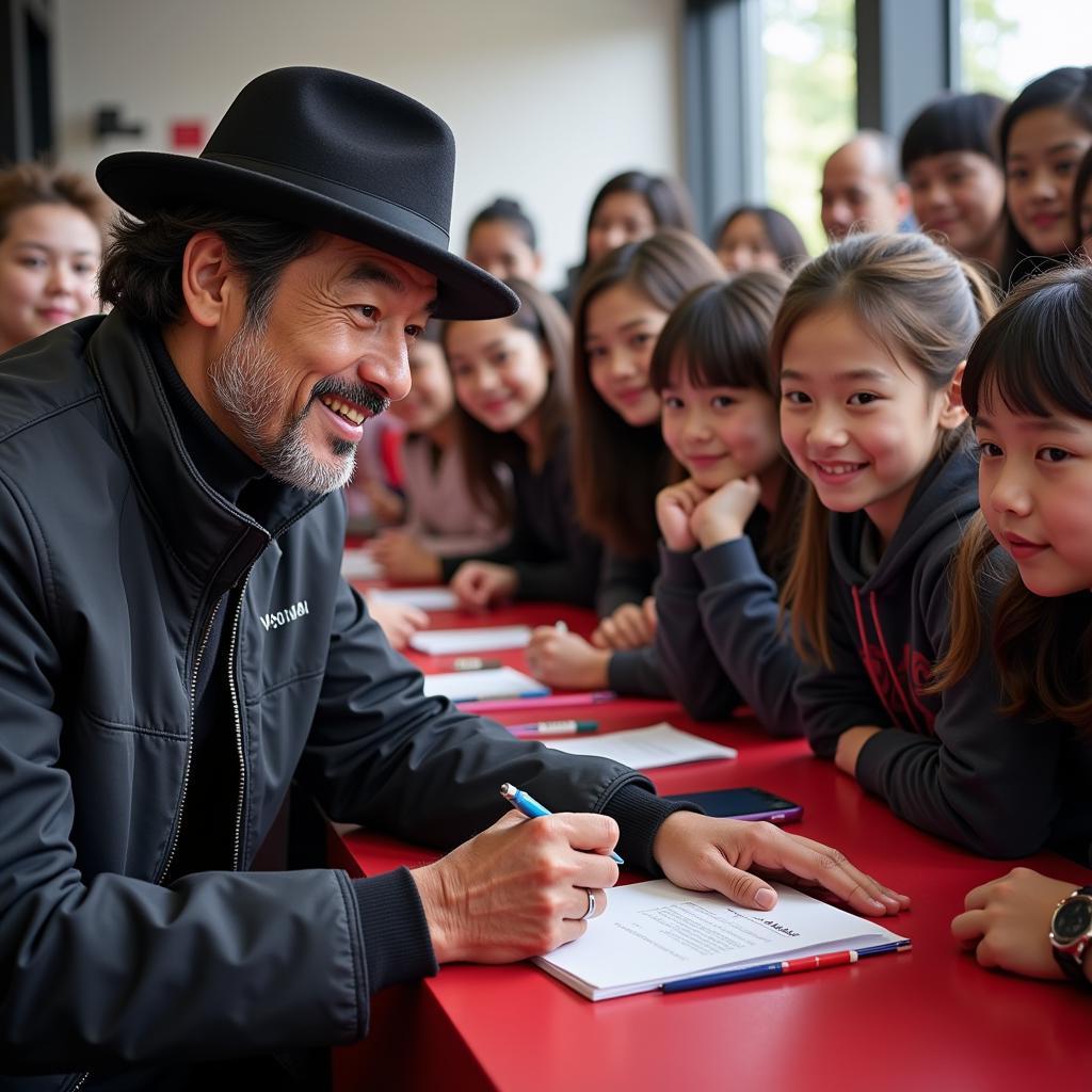 Yamal signing autographs for fans