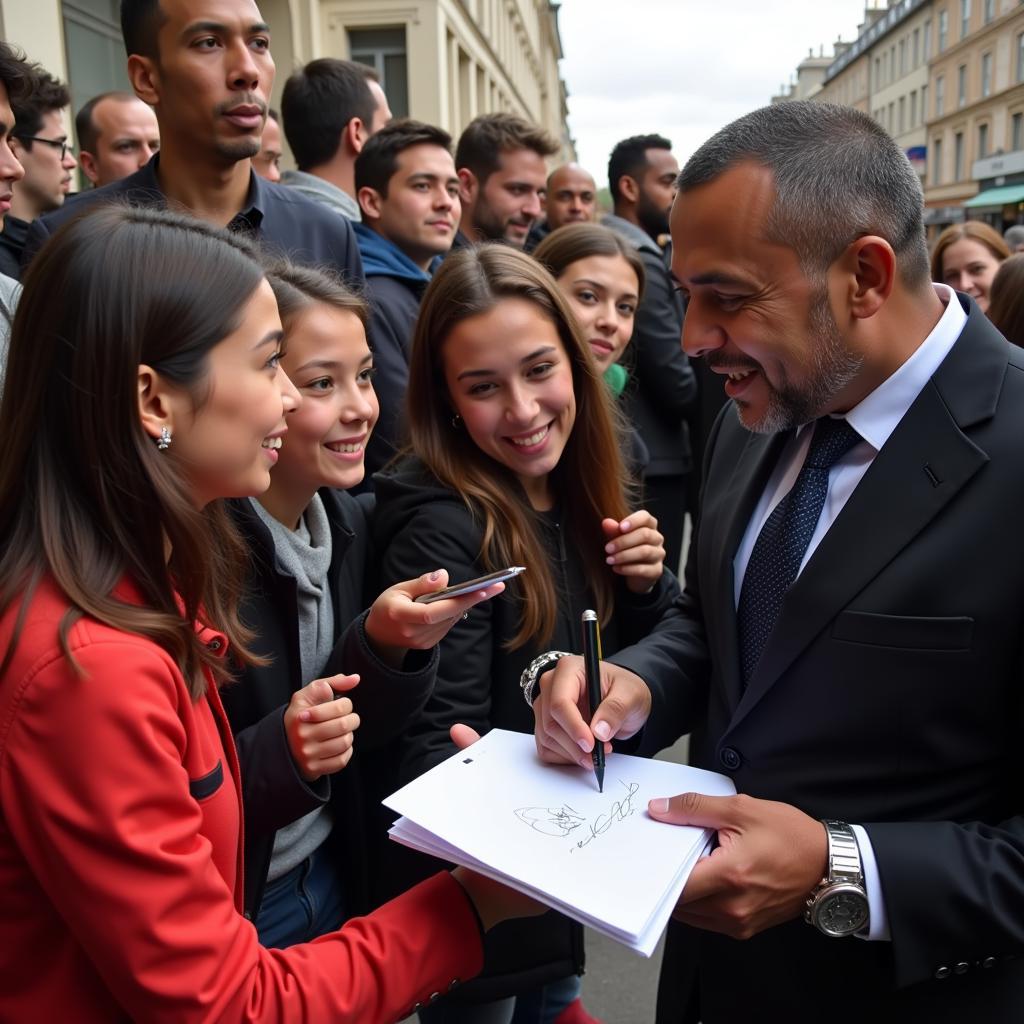 Yamal signing autographs for fans