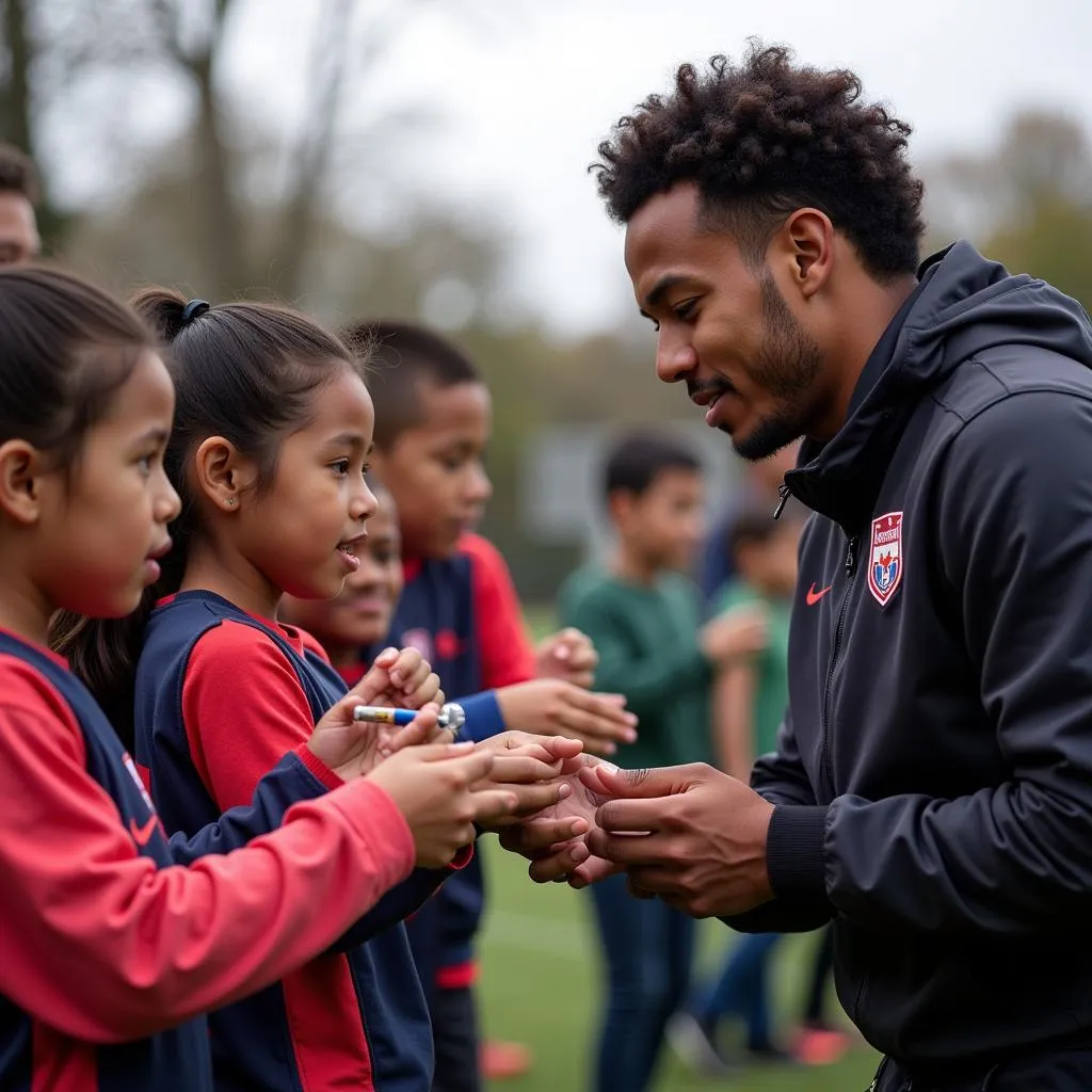 Yamal takes the time to connect with young fans, signing autographs and inspiring the next generation.