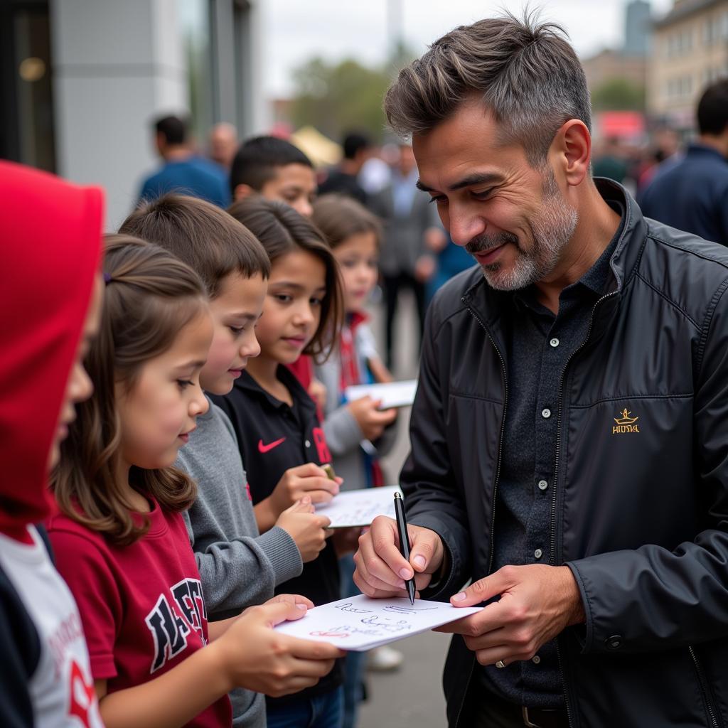 Yamal interacts with young fans