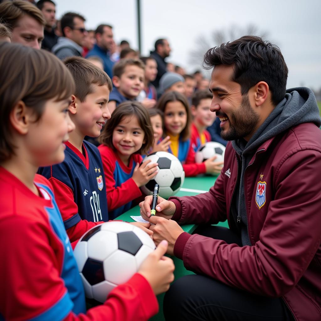 Yamal Signing Autographs for Young Fans