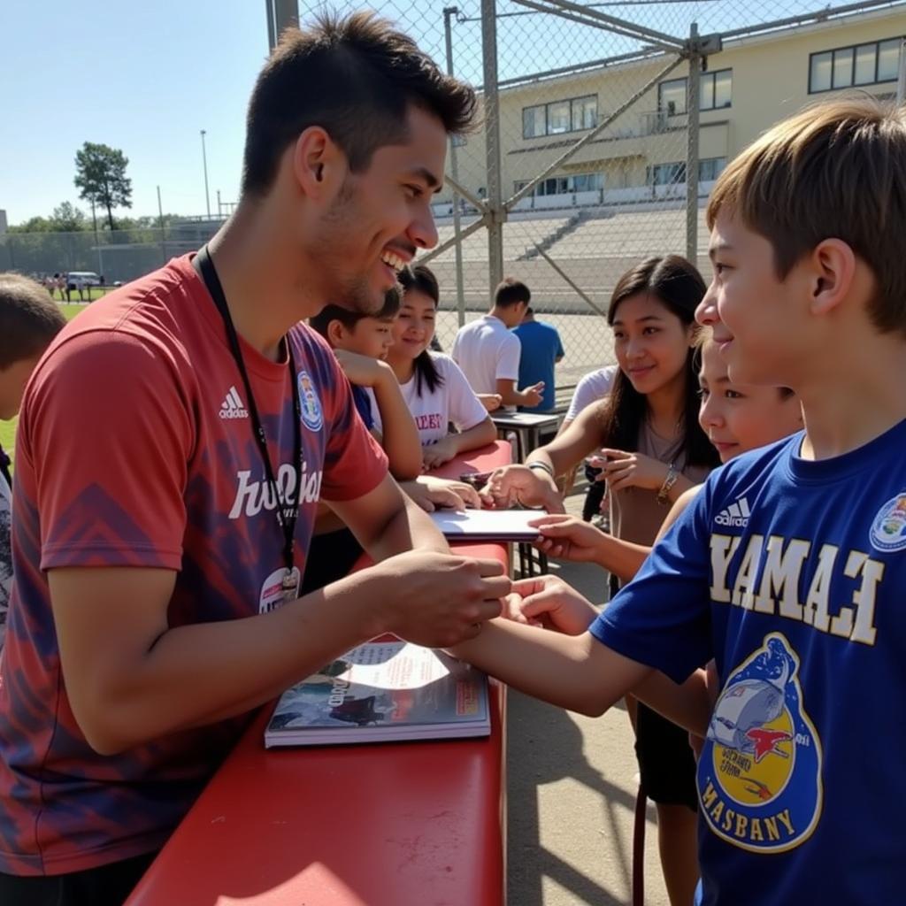 Yamal Signing Autographs for Young Fans