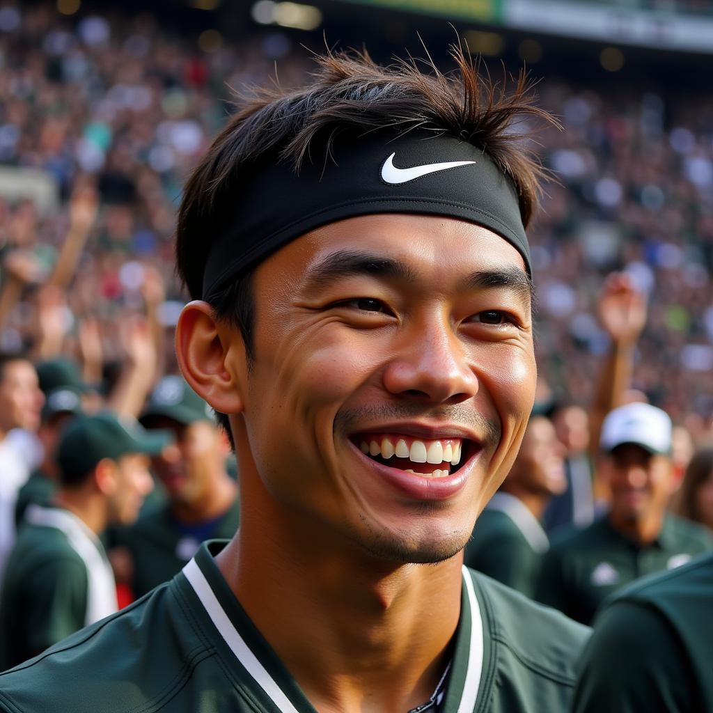 Yamal wearing a skeletons-themed headband after a game