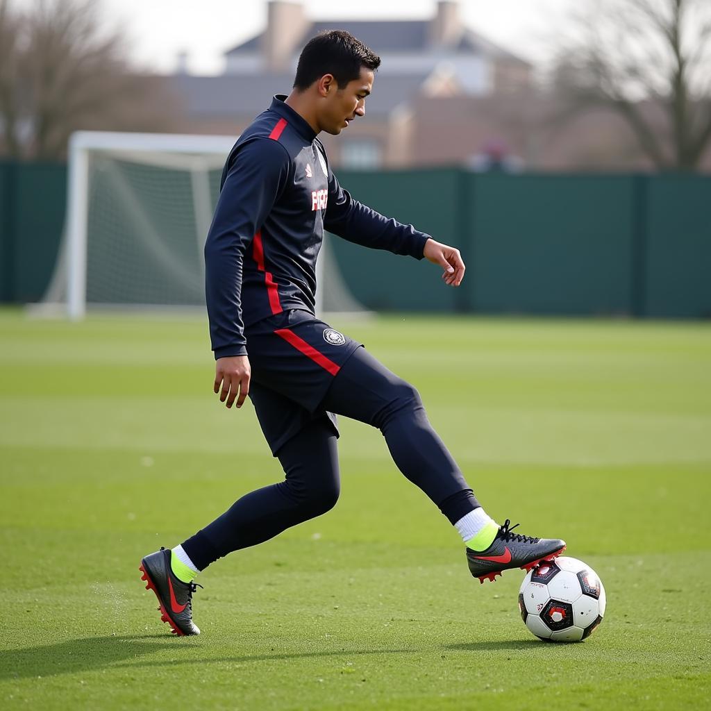 Yamal Demonstrating Soccer Ball Deflection Technique