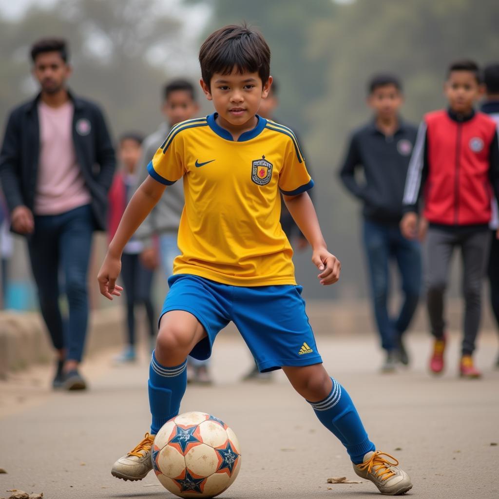 Yamal playing street football