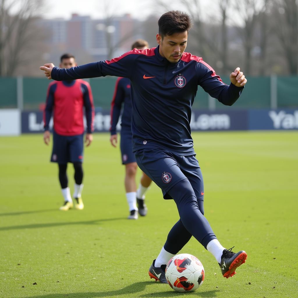 Yamal practicing dribbling drills during training