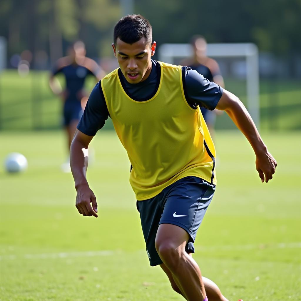 Yamal Intensely Training on the Field