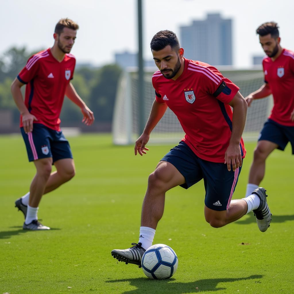 Yamal training rigorously with his football team