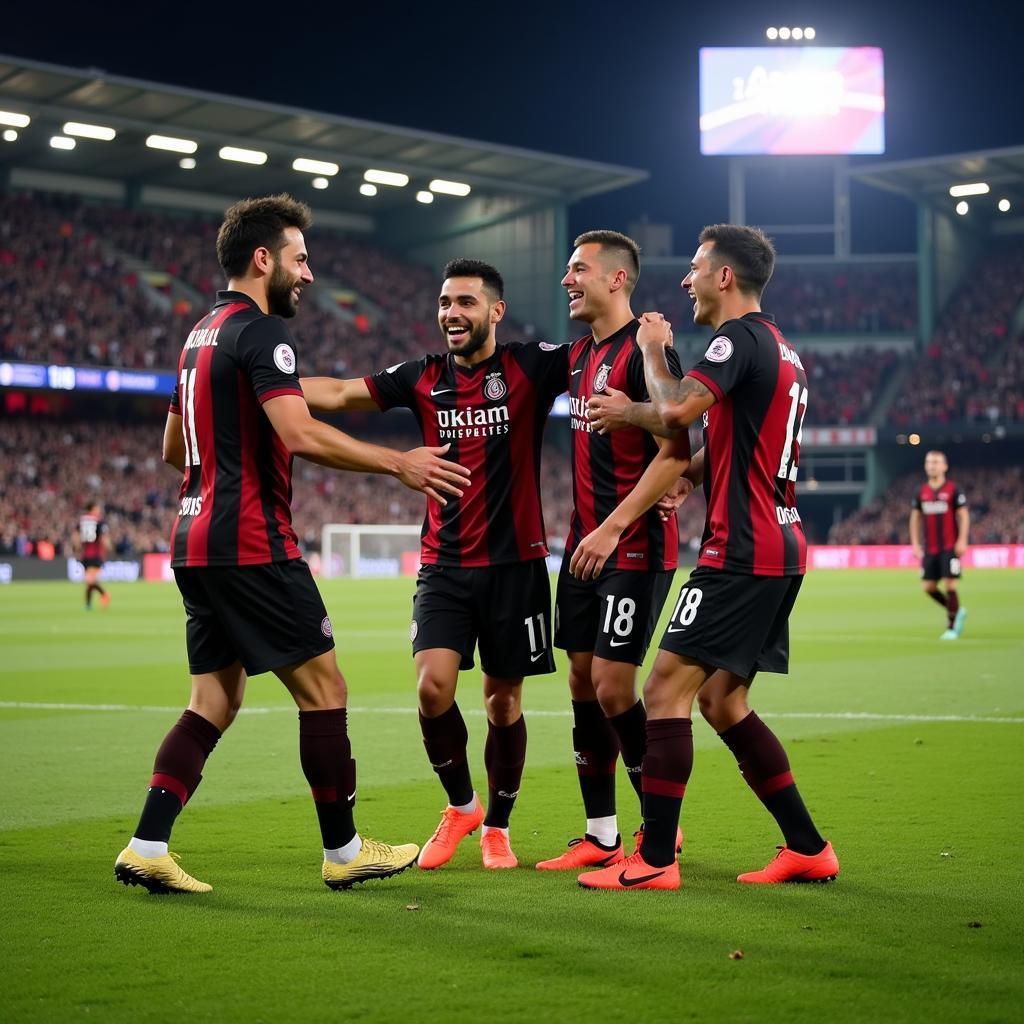 Yamal celebrating a victory with his teammates