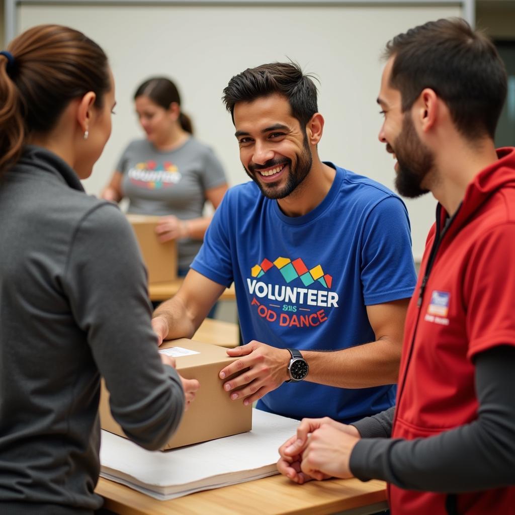 Yamal volunteering at a local food bank