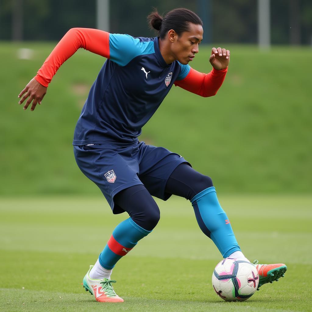 Yamal wearing game-ready sleeves during a training session