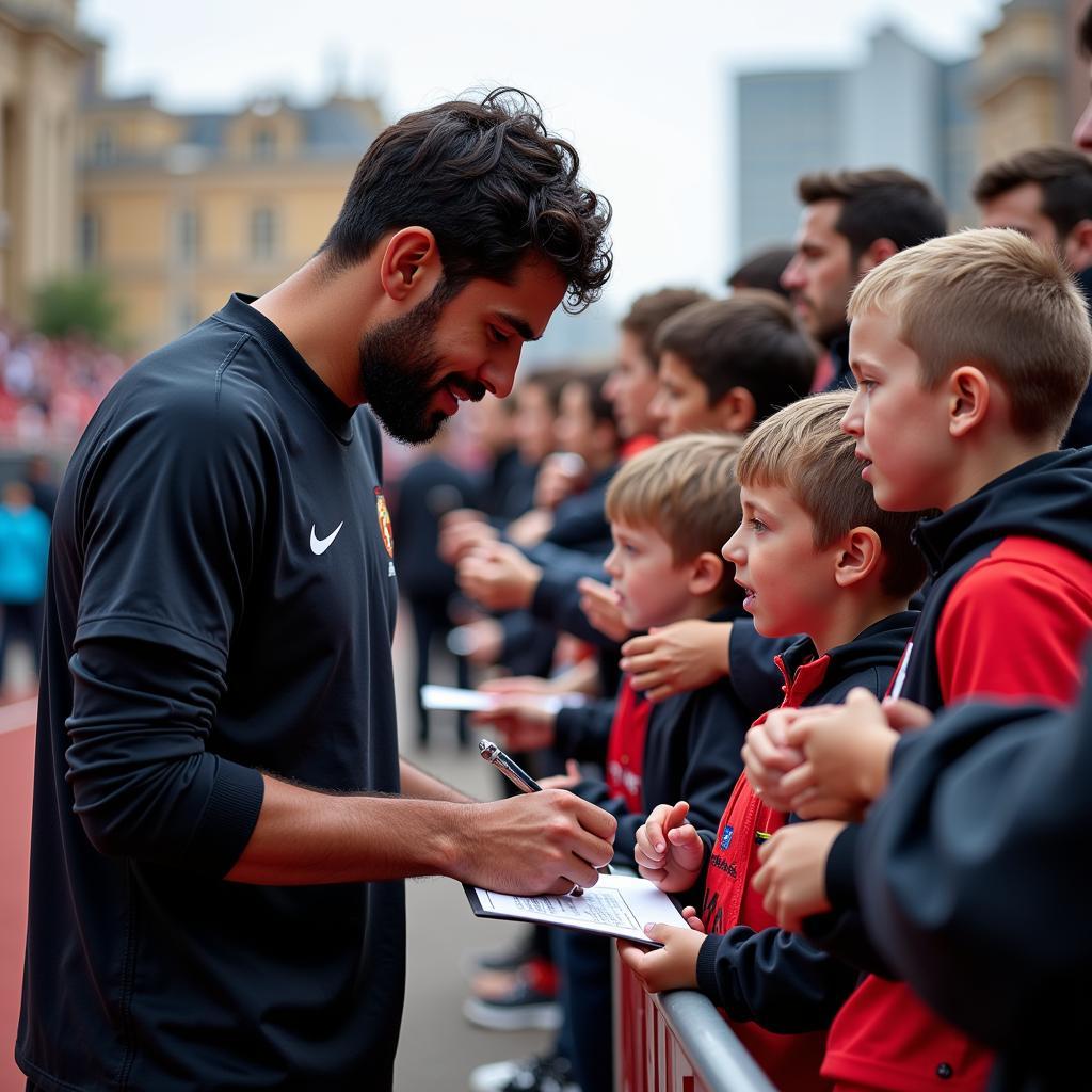 Yamal interacting with fans after a week 45 game