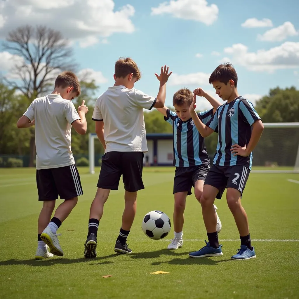 Young football enthusiasts practicing the Bundl