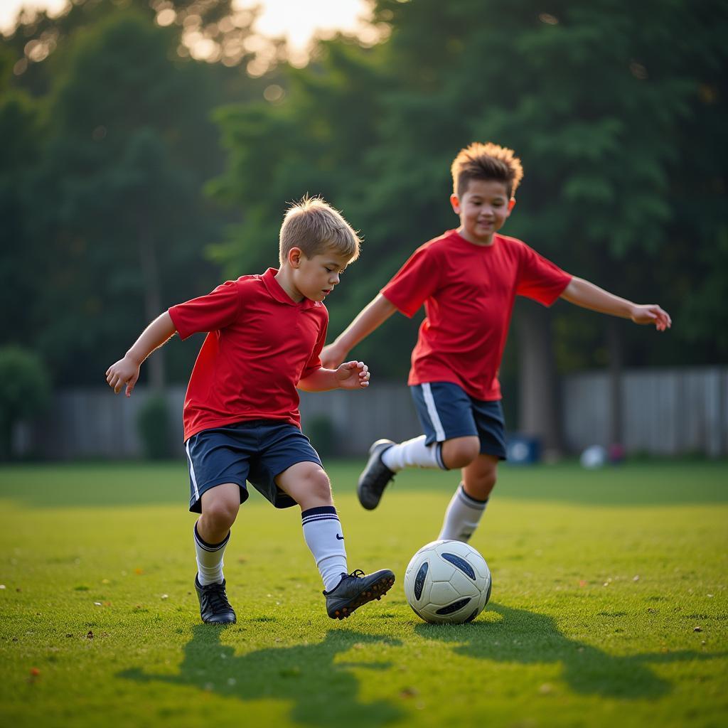 Young football enthusiasts practicing 4ks wraps