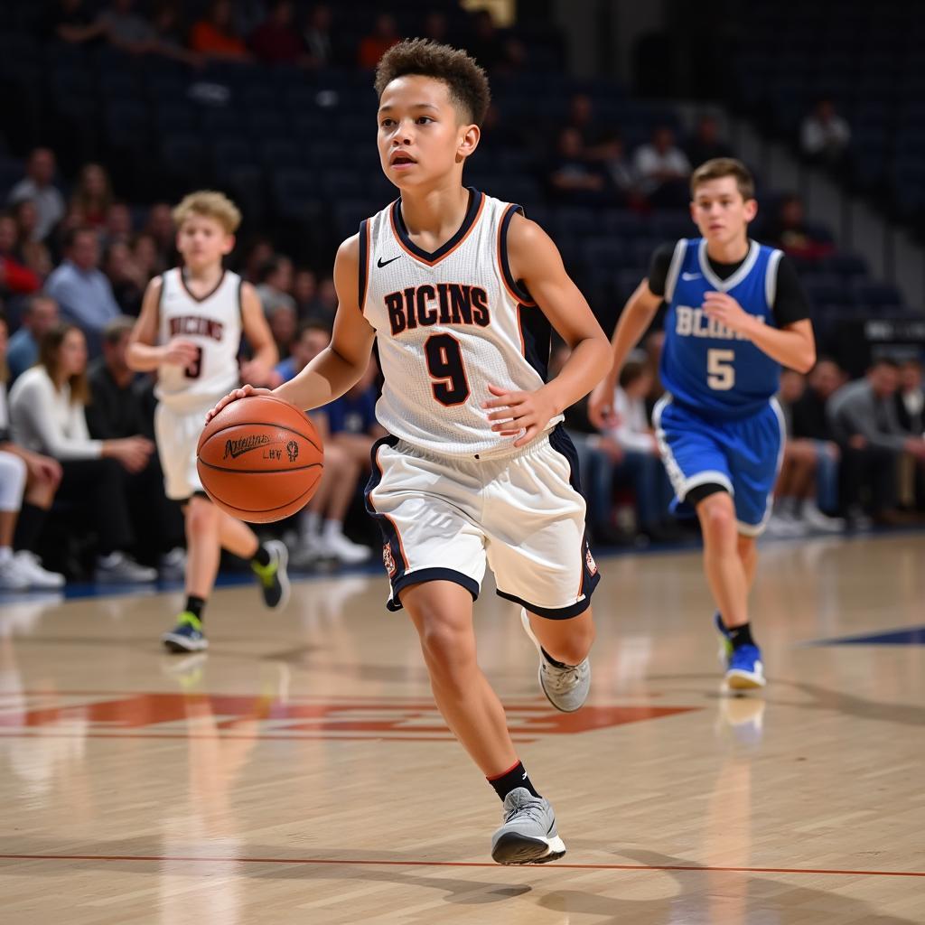 Young Basketball Player Dribbling