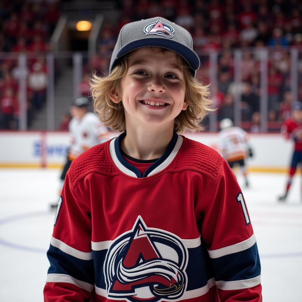 Young fan wearing a Stankoven jersey at a hockey practice