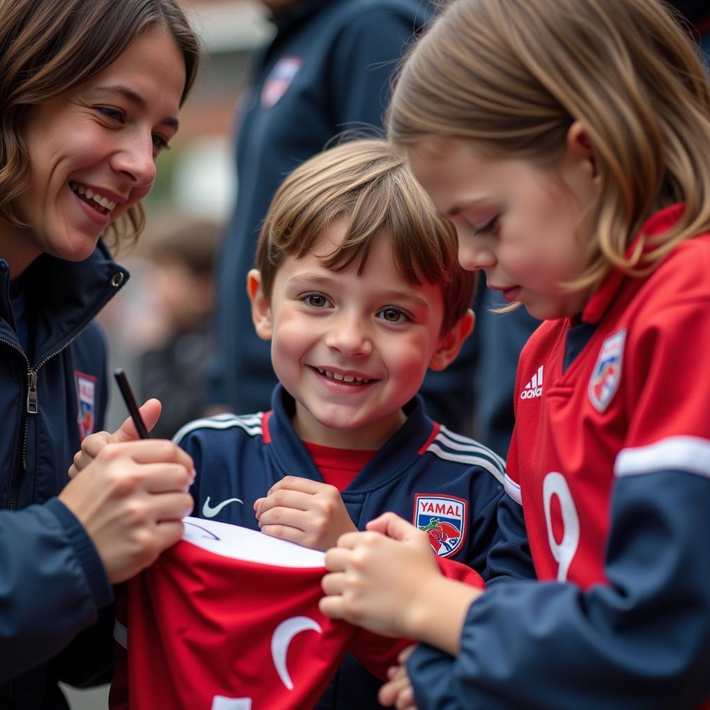 Young Fan in Yamal Jersey Getting Autograph