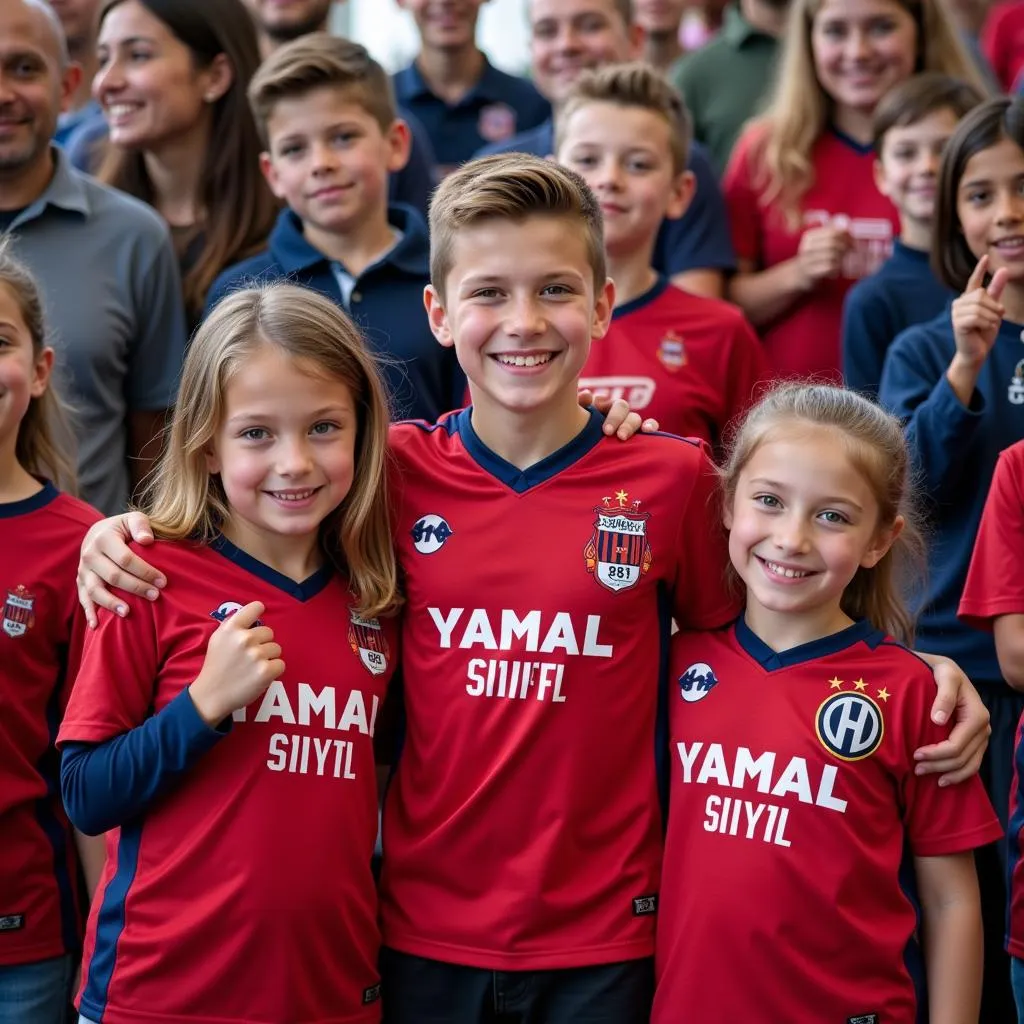 Young fans proudly sporting Yamal's number 25 jersey