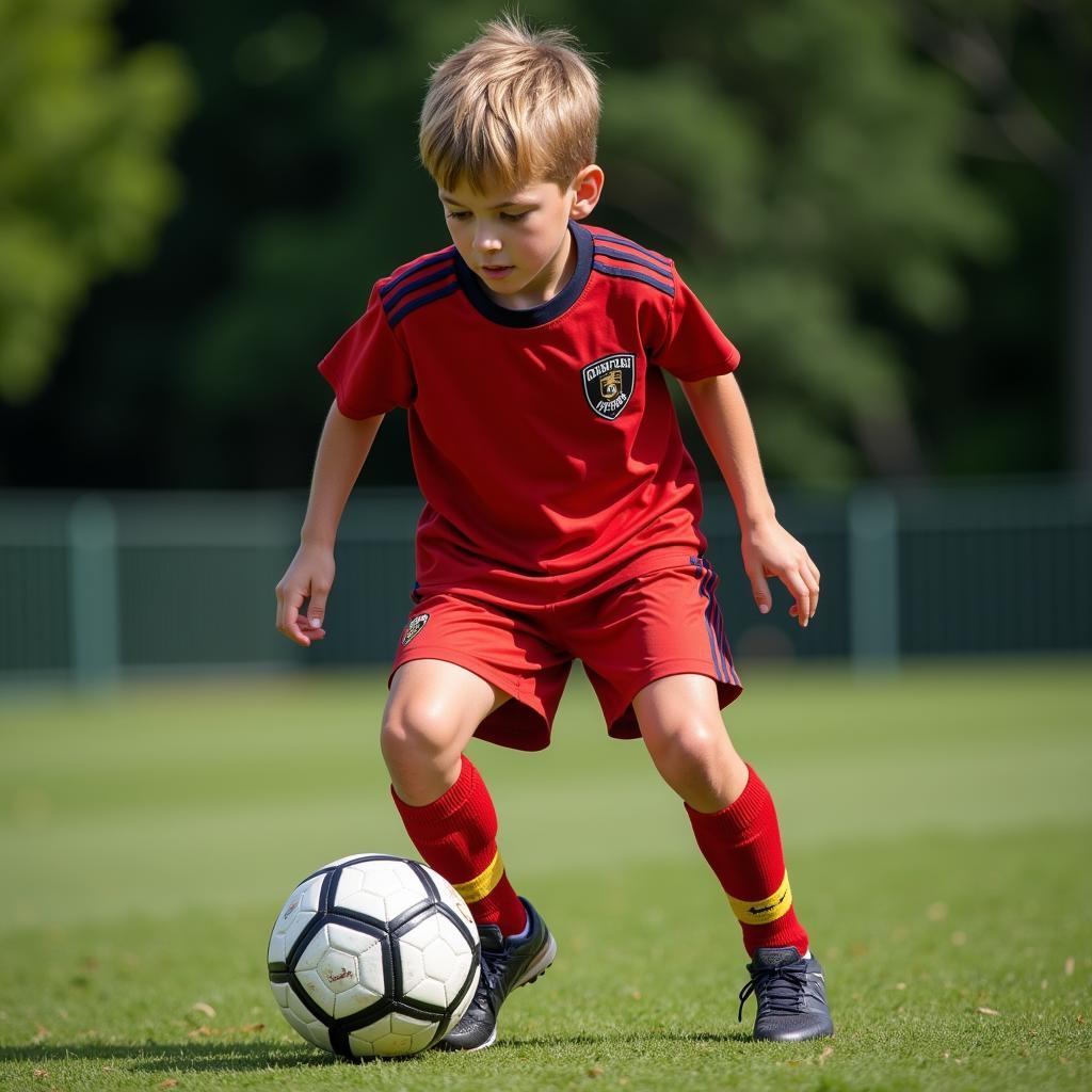 Young football prodigy Yamal training on the field