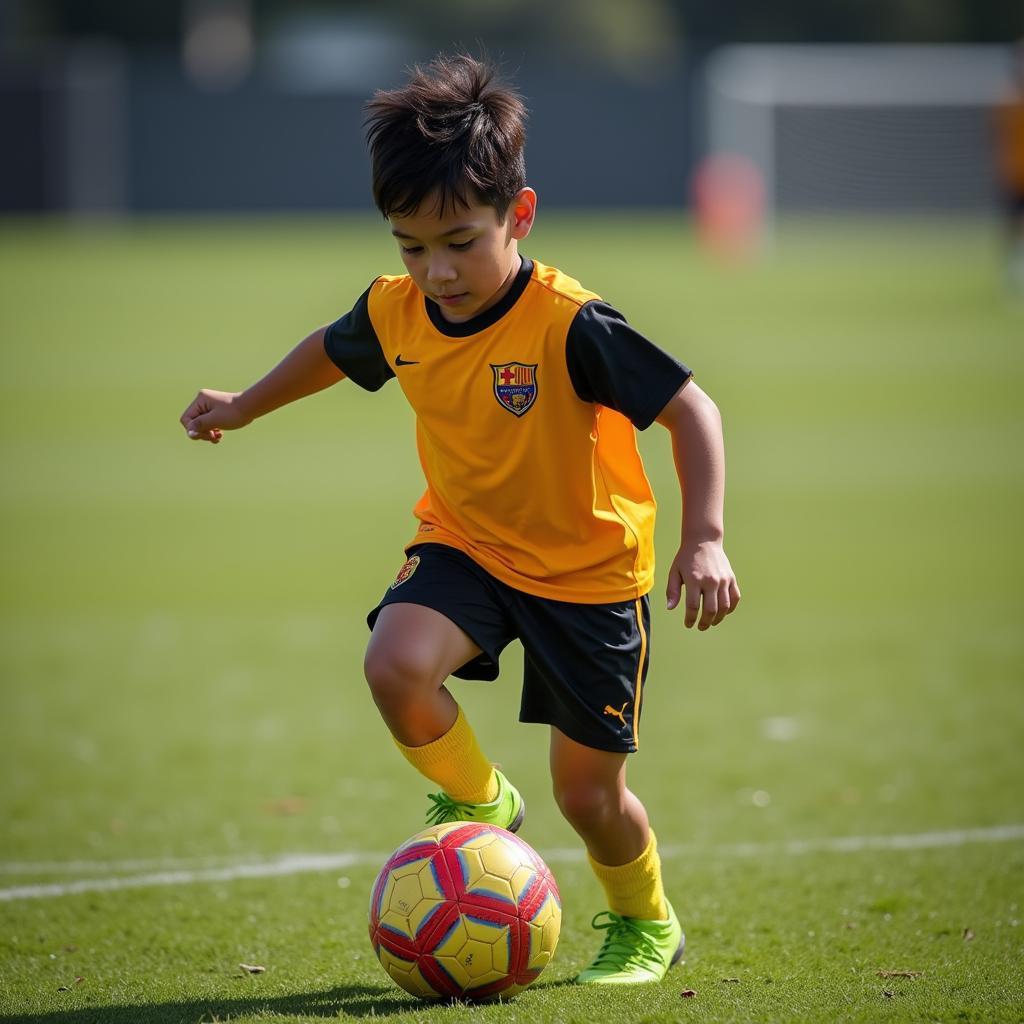 A young footballer practicing the FC Spinner 24