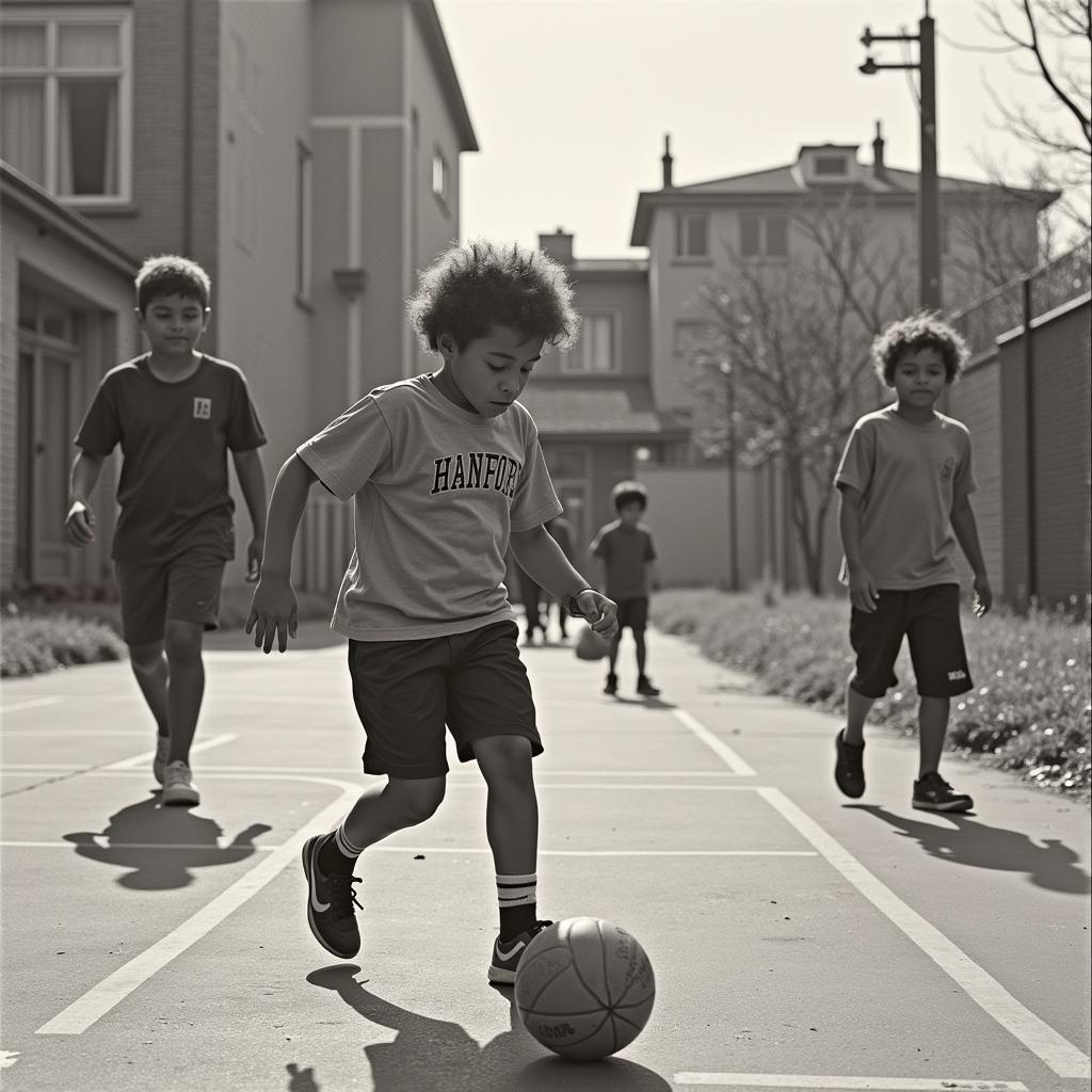 A young Yamal showcasing his skills on a concrete court