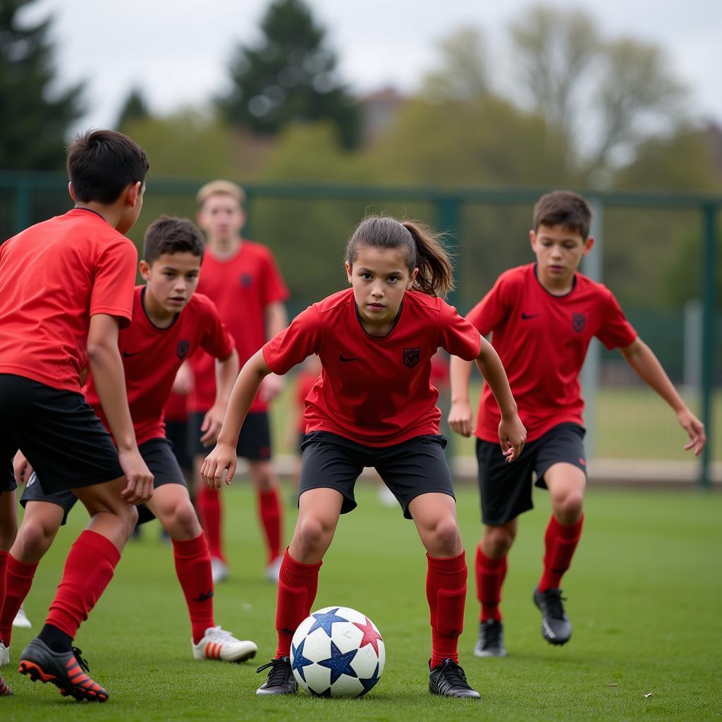 Young Soccer Players Training with Intensity