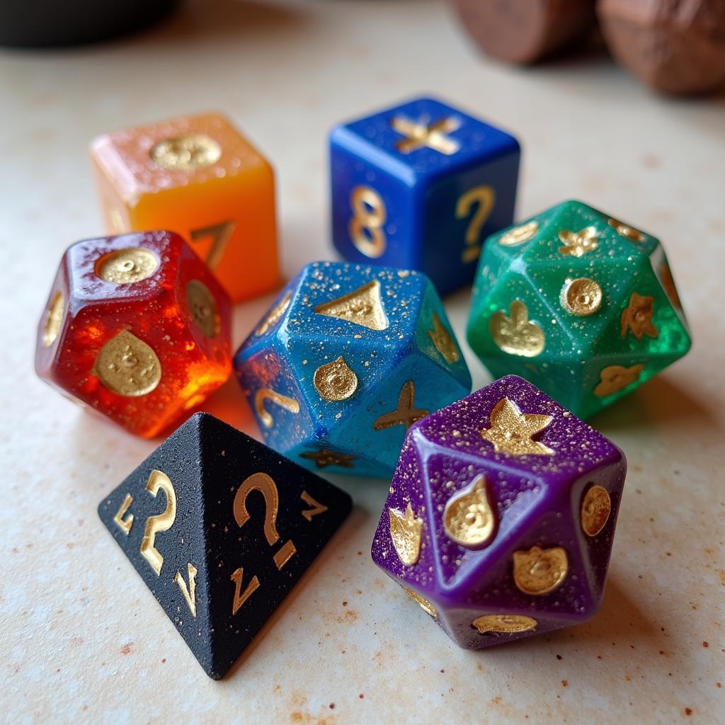 Custom Fantasy-Themed 7 Die Dice Set