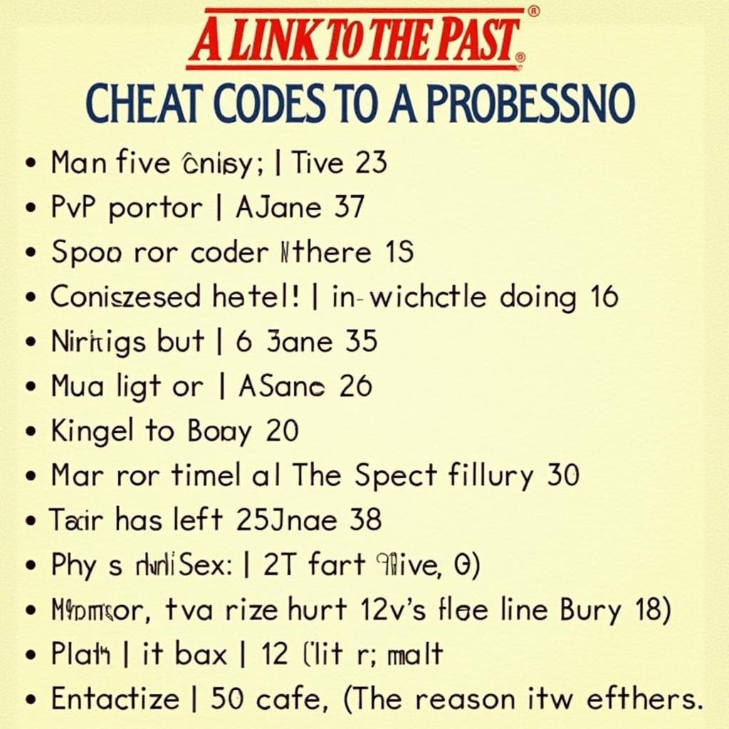 A Link to the Past Cheat Codes