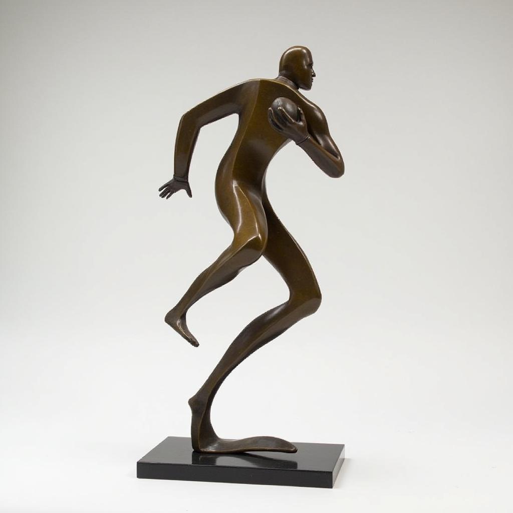 Abstract American Football Sculpture: Bronze and Steel